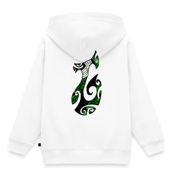MATAU - Noir (Hameçon polynésien) - Sweat Premium à capuche enfant bio - blanc - Dos - AI Model Kid Female (0cm)