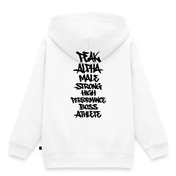 PEAK ATHLETE - Kinder Premium Organic Hoodie - Weiß - Hinten - AI Model Kid Female (0cm)