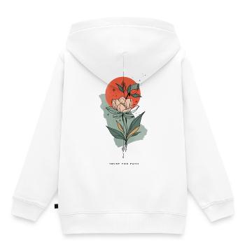 Ligne de fleurs devant le soleil rouge - Sweat Premium à capuche enfant bio - blanc - Dos - AI Model Kid Female (0cm)
