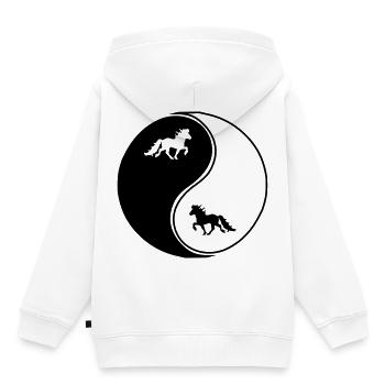 Islandpferde Yin Yang Freizeitreiten Pferd - Kinder Premium Organic Hoodie - Weiß - Hinten - AI Model Kid Female (0cm)