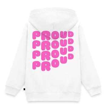 Pride / CSD / LGBTQ+ Design "PROUD" - Kids Premium Organic Hoodie - white - Back - AI Model Kid Female (0cm)
