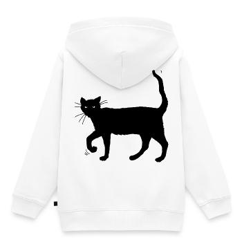 Chat noir - Sweat Premium à capuche enfant bio - blanc - Dos - AI Model Kid Female (0cm)