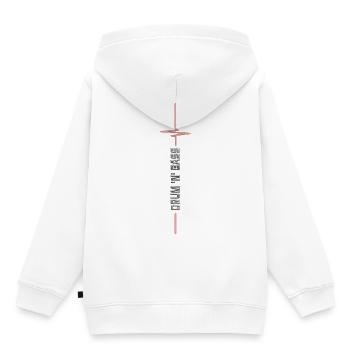 Festival Drum and Bass Raver Liquid DNB Musique Rave - Sweat Premium à capuche enfant bio - blanc - Dos - AI Model Kid Female (0cm)