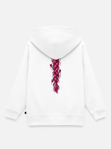 Pinker Zopf mit Pinsel - Kinder Premium Organic Hoodie - Weiß
