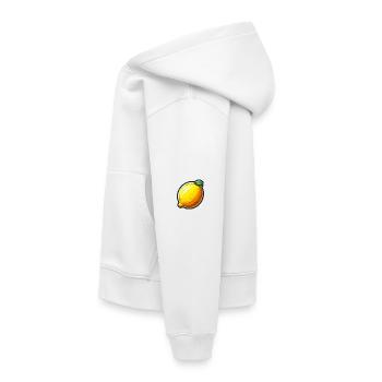 Citron Joyful Cartoon Jaune - Sweat Premium à capuche enfant bio - blanc - Gauche - AI Model Kid Female (0cm)