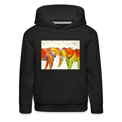 Colourful Elephants Kissing - Kids' Premium Hoodie