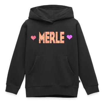 Merle - Sweat Premium à capuche enfant bio - noir - Devant - AI Model Kid Male (0cm)