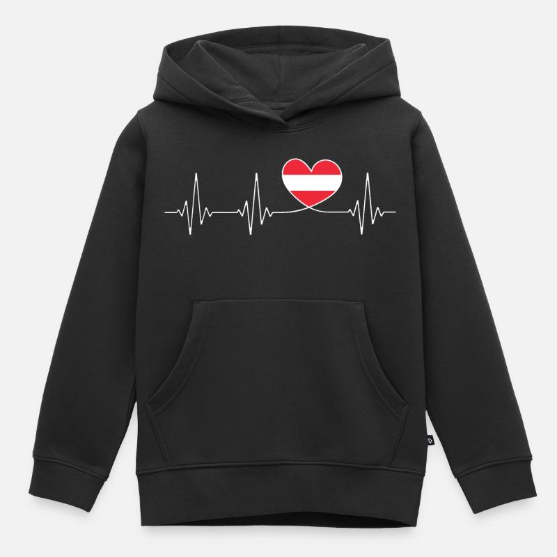 Herz Autriche Patrie Autriche drapeau - Sweat Premium à capuche enfant bio - noir