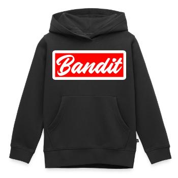 bandit voleur crime autocollant criminel hooligan gang - Sweat Premium à capuche enfant bio - noir - Devant - AI Model Kid Male (0cm)