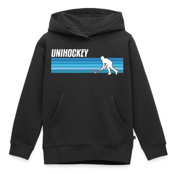 Unihockey Spieler Floorball Unihockey Spiel - Kinder Premium Organic Hoodie - Schwarz - Vorne - AI Model Kid Male (0cm)
