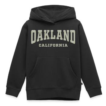 Oakland California Typography Tee - Kids Premium Organic Hoodie - black - Front - AI Model Kid Male (0cm)
