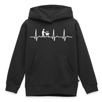 Courbe ECG - courbe cardiaque - pouls - grillades - Sweat Premium à capuche enfant bio - noir - Devant - AI Model Kid Male (0cm)
