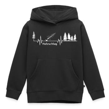 Holzschlag Waldherz Herzschlag Holzfäller Rhythmus - Kinder Premium Organic Hoodie - Schwarz - Vorne - AI Model Kid Male (0cm)