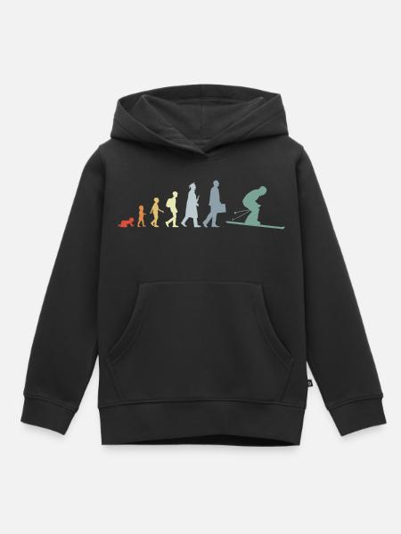 Evolution des Skisports - Kinder Premium Organic Hoodie - Schwarz