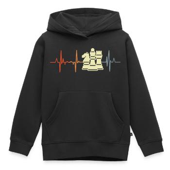 Schachfiguren Kardiogramm - Kinder Premium Organic Hoodie - Schwarz - Vorne - AI Model Kid Male (0cm)