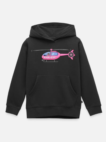 Polizeihubschrauber in Rosa - Kinder Premium Organic Hoodie - Schwarz