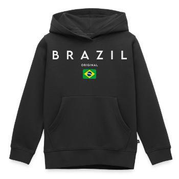 Drapeau brésilien, fierté brésilienne - Sweat Premium à capuche enfant bio - noir - Devant - AI Model Kid Male (0cm)