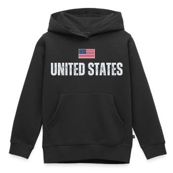 Drapeau américain, patriote américain - Sweat Premium à capuche enfant bio - noir - Devant - AI Model Kid Male (0cm)