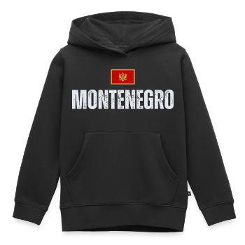 Drapeau du Monténégro, j’aime le Monténégro - Sweat Premium à capuche enfant bio - noir - Devant - AI Model Kid Male (0cm)