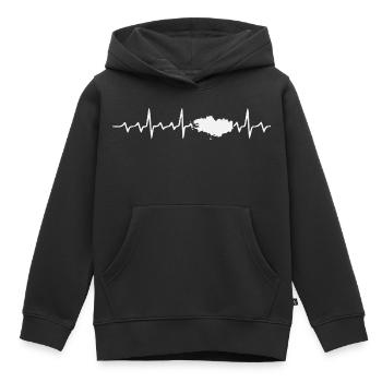 électrocardiogramme ECG breton - Sweat Premium à capuche enfant bio - noir - Devant - AI Model Kid Male (0cm)