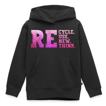 Recyceln Reuse Renew Rethink umweltfreundliche Ökologie recyceln - Kinder Premium Organic Hoodie - Schwarz - Vorne - AI Model Kid Male (0cm)