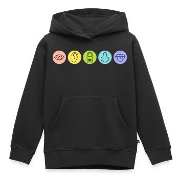 Five Senses, Sensory Organs, Medicine - Kids Premium Organic Hoodie - black - Front - AI Model Kid Male (0cm)