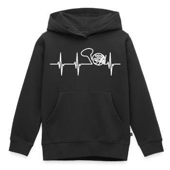 Waldhorn Herzlinie - Kinder Premium Organic Hoodie - Schwarz - Vorne - AI Model Kid Male (0cm)