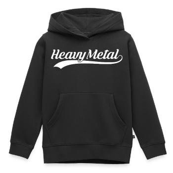 Logo sportif rétro Heavy Metal - Sweat Premium à capuche enfant bio - noir - Devant - AI Model Kid Male (0cm)