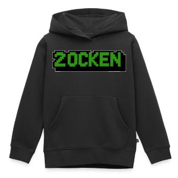 Lettering Zocken Retro Computer - Sweat Premium à capuche enfant bio - noir - Devant - AI Model Kid Male (0cm)