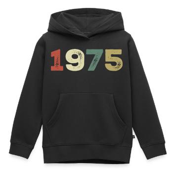 1975 Né en 1975 - Sweat Premium à capuche enfant bio - noir - Devant - AI Model Kid Male (0cm)