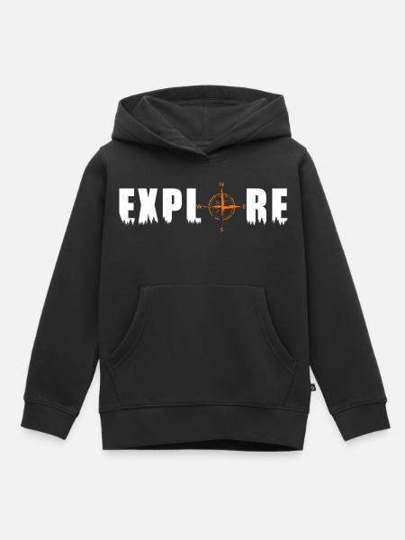 Explore Motiv mit einem Kompass - Kinder Premium Organic Hoodie - Schwarz