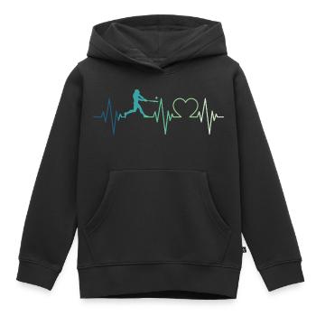 Baseball Battement de coeur de Joueur De Baseball - Sweat Premium à capuche enfant bio - noir - Devant - AI Model Kid Male (0cm)