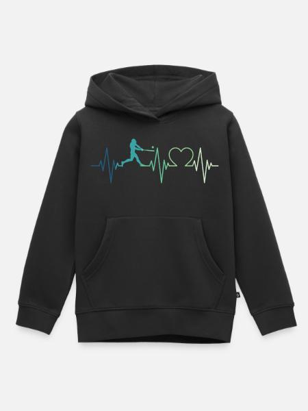 Baseball-Baseball-Herzschlag-Baseballspieler - Kinder Premium Organic Hoodie - Schwarz