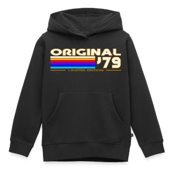 1979 - Kinder Premium Organic Hoodie - Schwarz - Vorne - AI Model Kid Male (0cm)
