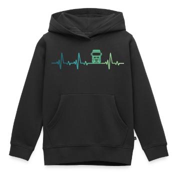chauffeur routier battement de coeur camion  - Sweat Premium à capuche enfant bio - noir - Devant - AI Model Kid Male (0cm)