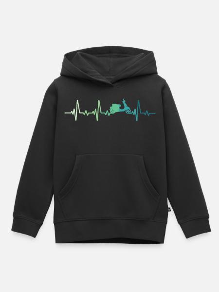 Scooter-Herzschlag-Mopedroller - Kinder Premium Organic Hoodie - Schwarz