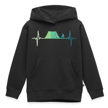 Camping Tent Heartbeat Camping Tent - Kids Premium Organic Hoodie - black - Front - AI Model Kid Male (0cm)