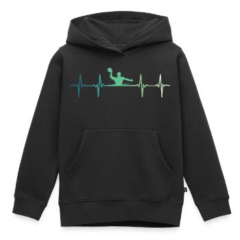 Water polo Heartbeat Water polo - Kids Premium Organic Hoodie - black - Front - AI Model Kid Male (0cm)
