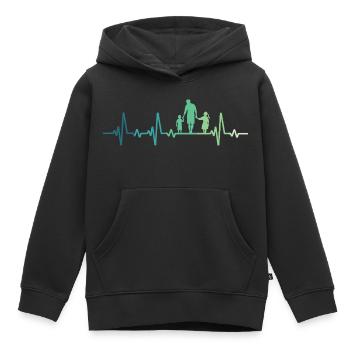Père et fille - père et fils, papa fils et fille - Sweat Premium à capuche enfant bio - noir - Devant - AI Model Kid Male (0cm)