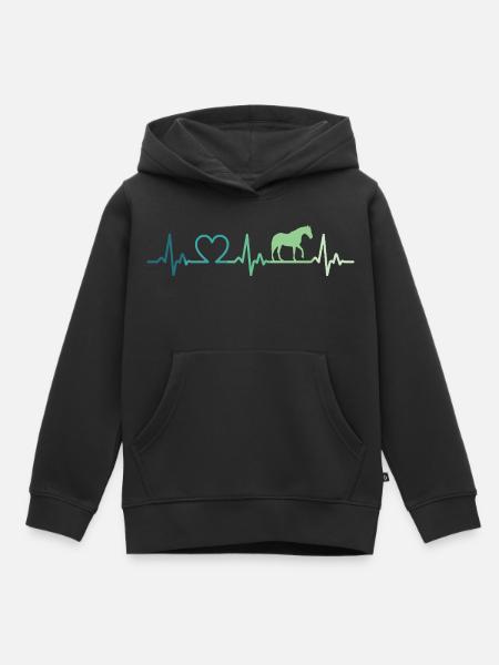 Mein Pferd, Herzschlag, Pferde, - Kinder Premium Organic Hoodie - Schwarz