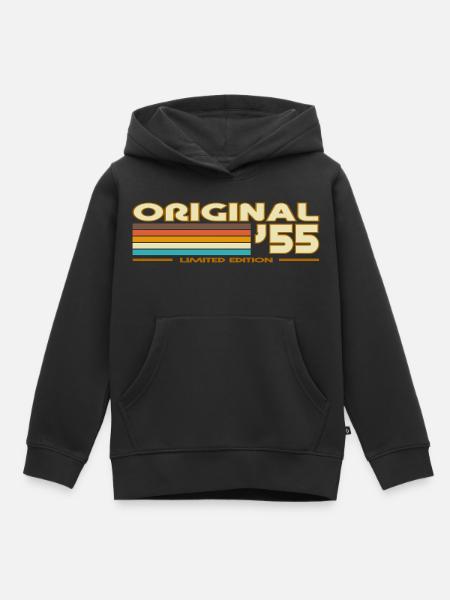 Originale 55er Retro-Streifen - Kinder Premium Organic Hoodie - Schwarz