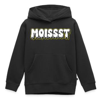 Mot-mot en police grasse humide - Sweat Premium à capuche enfant bio - noir - Devant - AI Model Kid Male (0cm)