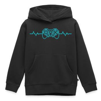 Gaming Controller Pixel Heartbeat Hou van Gamen - Kinder Premium hoodie biologisch - zwart - Voor - AI Model Kid Male (0cm)