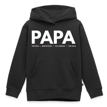 PAPA - Kids Premium Organic Hoodie - black - Front - AI Model Kid Male (0cm)