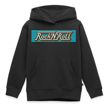 Rock'N'Roll Retro Typography Logo - Kids Premium Organic Hoodie - black - Front - AI Model Kid Male (0cm)