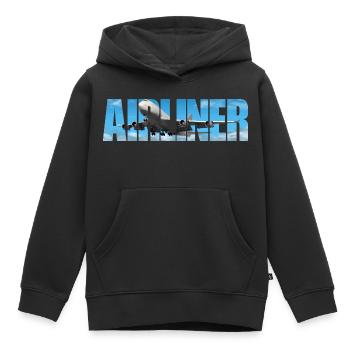 Avion Jumbo Jet - Sweat Premium à capuche enfant bio - noir - Devant - AI Model Kid Male (0cm)