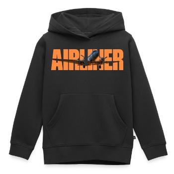 Avion de ligne DC-3 - Sweat Premium à capuche enfant bio - noir - Devant - AI Model Kid Male (0cm)