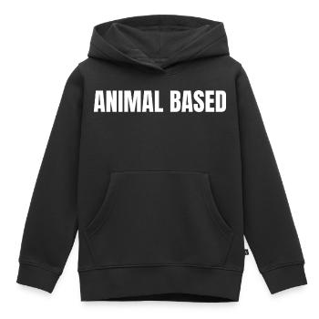 À BASE ANIMALE | Carnivore | Mode de vie ancestral - Sweat Premium à capuche enfant bio - noir - Devant - AI Model Kid Male (0cm)