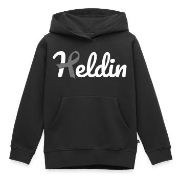 Heldin Krebs - Kinder Premium Organic Hoodie - Schwarz - Vorne - AI Model Kid Male (0cm)