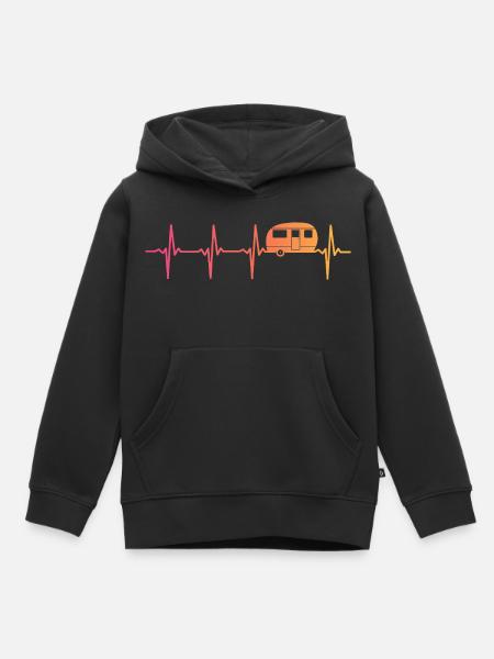 Caravan Sunset Heartbeat Camping Caravan - Kinder Premium Organic Hoodie - Schwarz